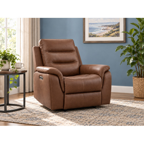 Boone Leather Reclining Chair Cognac